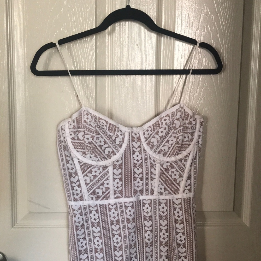 For Love and Lemons white lace midi dress